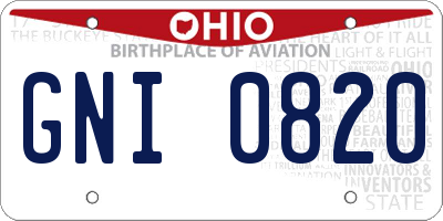 OH license plate GNI0820