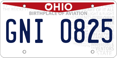 OH license plate GNI0825
