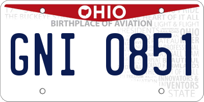 OH license plate GNI0851