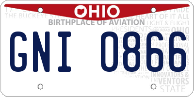 OH license plate GNI0866