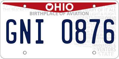 OH license plate GNI0876