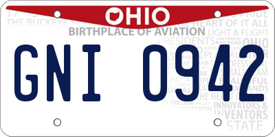 OH license plate GNI0942
