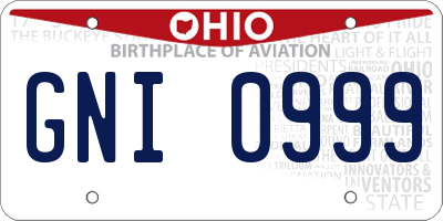 OH license plate GNI0999