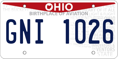 OH license plate GNI1026