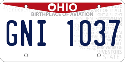 OH license plate GNI1037