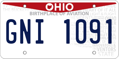 OH license plate GNI1091