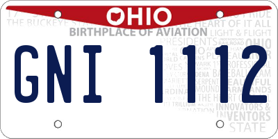 OH license plate GNI1112