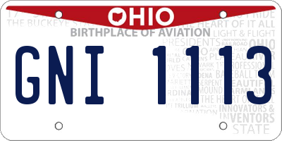 OH license plate GNI1113