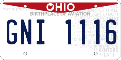 OH license plate GNI1116