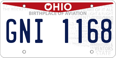 OH license plate GNI1168