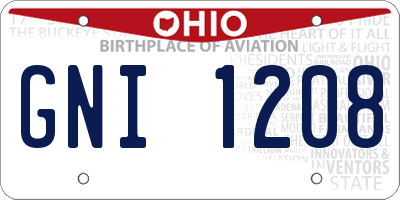 OH license plate GNI1208
