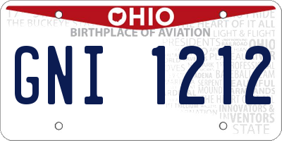 OH license plate GNI1212