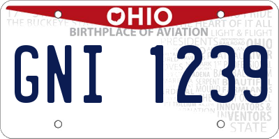 OH license plate GNI1239
