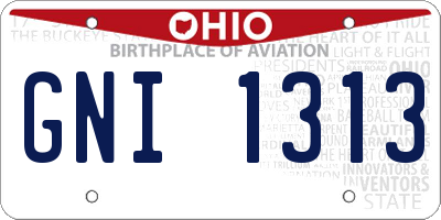 OH license plate GNI1313