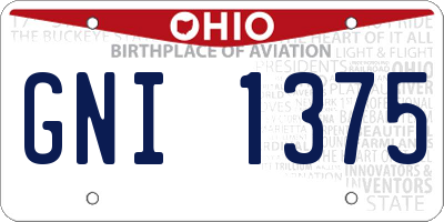 OH license plate GNI1375