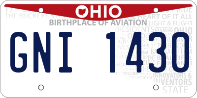 OH license plate GNI1430
