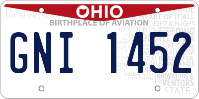 OH license plate GNI1452