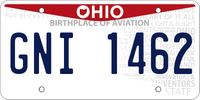 OH license plate GNI1462