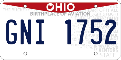 OH license plate GNI1752
