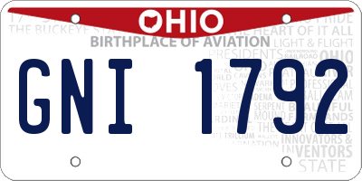 OH license plate GNI1792