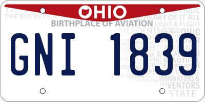 OH license plate GNI1839