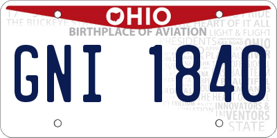 OH license plate GNI1840
