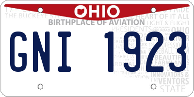 OH license plate GNI1923