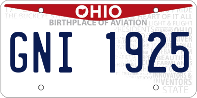 OH license plate GNI1925