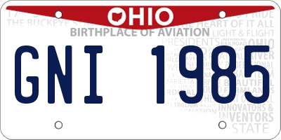 OH license plate GNI1985