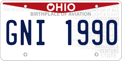 OH license plate GNI1990