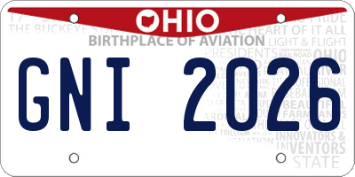 OH license plate GNI2026