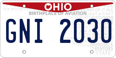 OH license plate GNI2030
