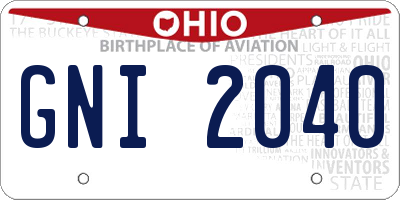OH license plate GNI2040
