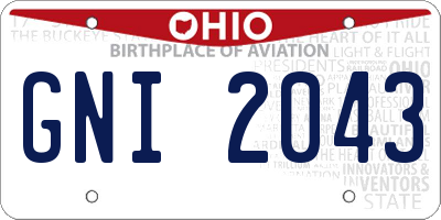OH license plate GNI2043