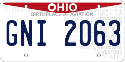 OH license plate GNI2063