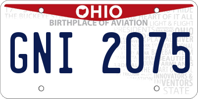 OH license plate GNI2075