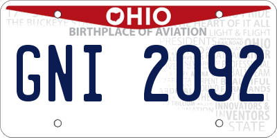 OH license plate GNI2092
