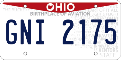 OH license plate GNI2175