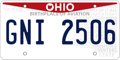 OH license plate GNI2506