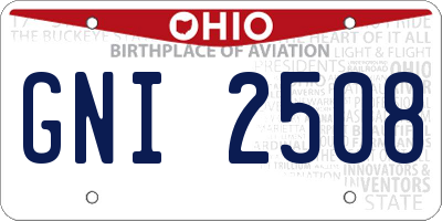 OH license plate GNI2508