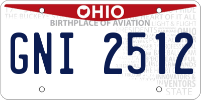 OH license plate GNI2512