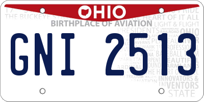 OH license plate GNI2513
