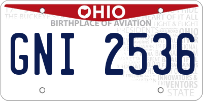 OH license plate GNI2536