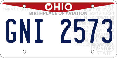 OH license plate GNI2573