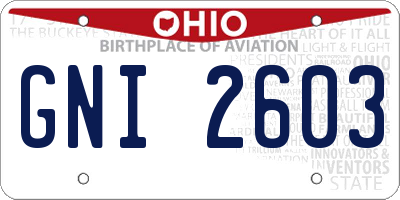 OH license plate GNI2603