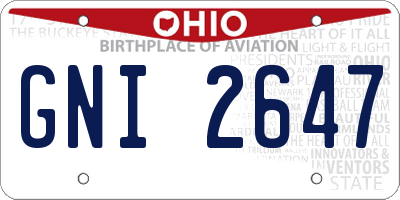 OH license plate GNI2647
