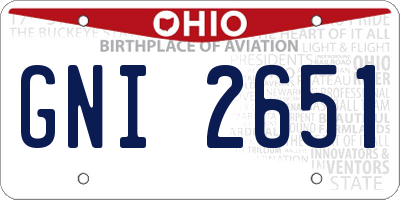 OH license plate GNI2651