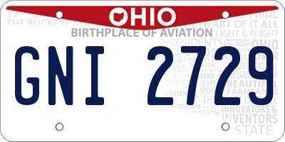 OH license plate GNI2729
