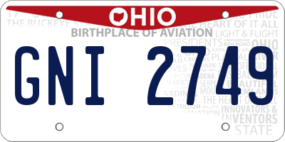 OH license plate GNI2749