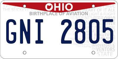 OH license plate GNI2805